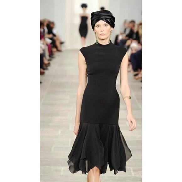 Ralph Lauren Collection Purple Label Midi Silk Black Cocktail Dress 4 Runway 09 - Picture 4 of 16